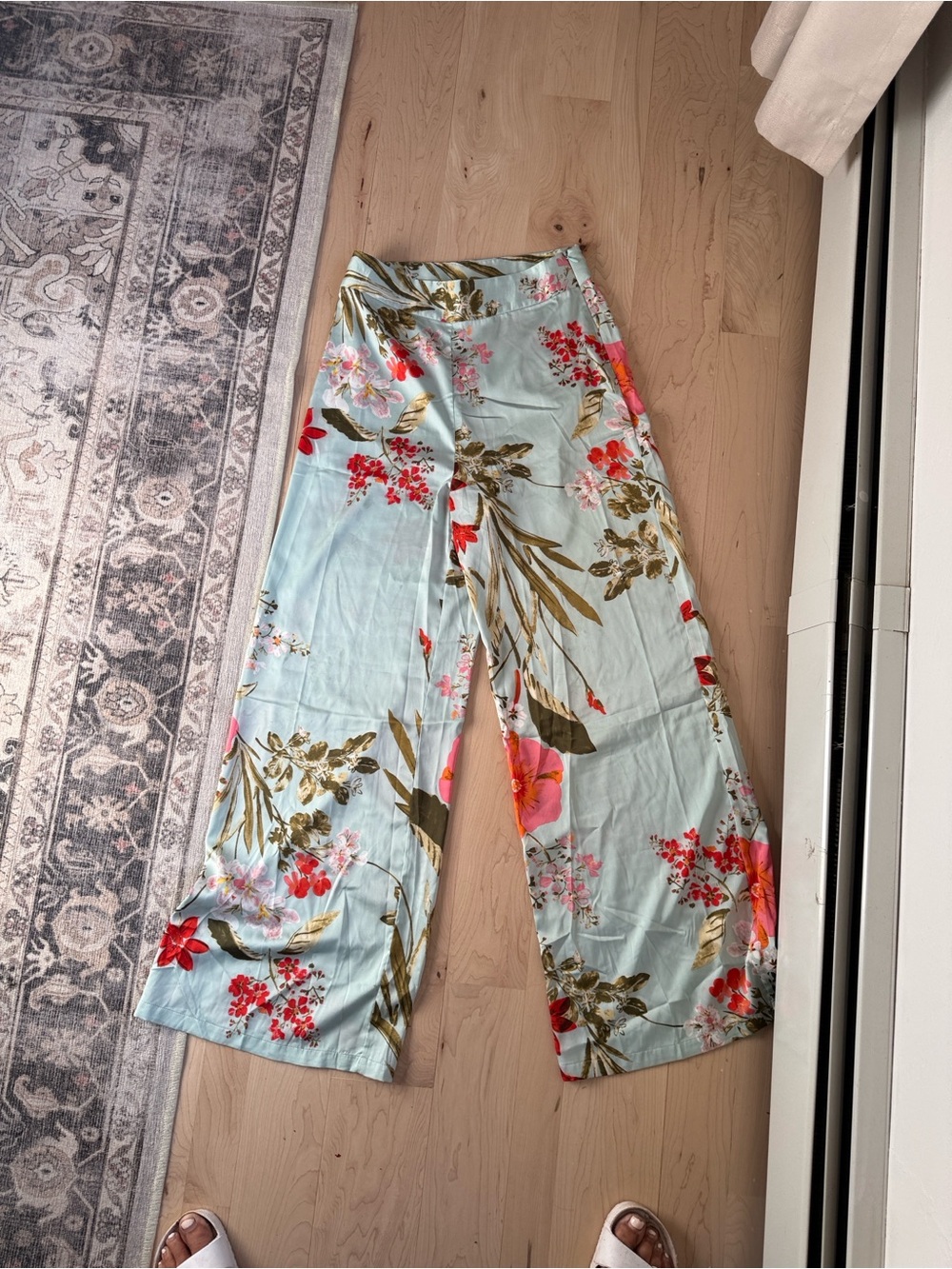 Lulu's Light Blue Floral Wide-Leg Pants